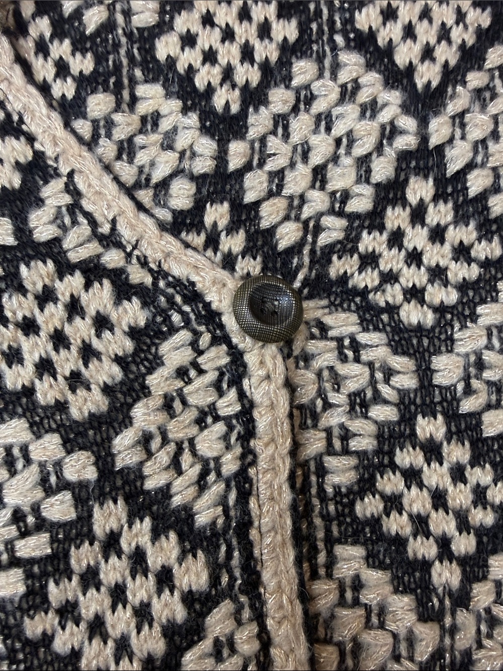 Lucky Brand Black & Cream Geometric Knit Women's Cardigan Sweater size L - Picture 11 of 11